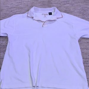 white golf shirt